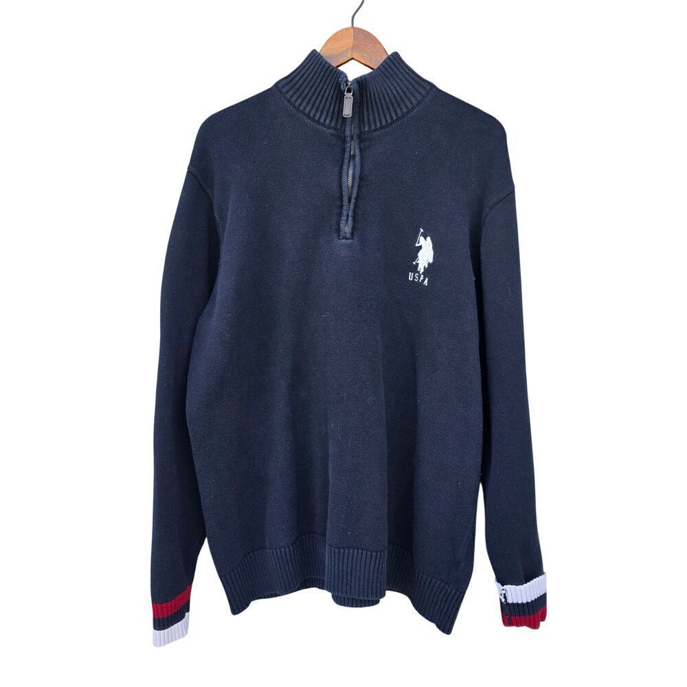 U.S. Polo Assn. 1/4 Zip Pullover Sweater Navy Blue Size XLT